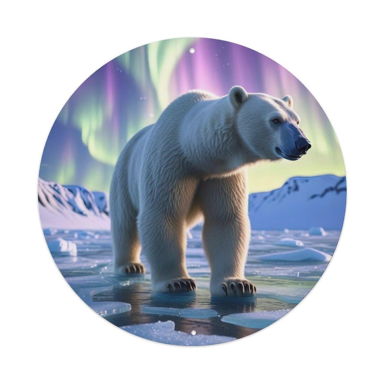 Cwbufd Vintage Style Animal Polar Bear Arctic Northern Lights Alaska Wilderness Vintage Metal Tin Sign Plaque Wall Decor For Cafe, Club Bar, Office, Garden Metal Poster 8X8inch