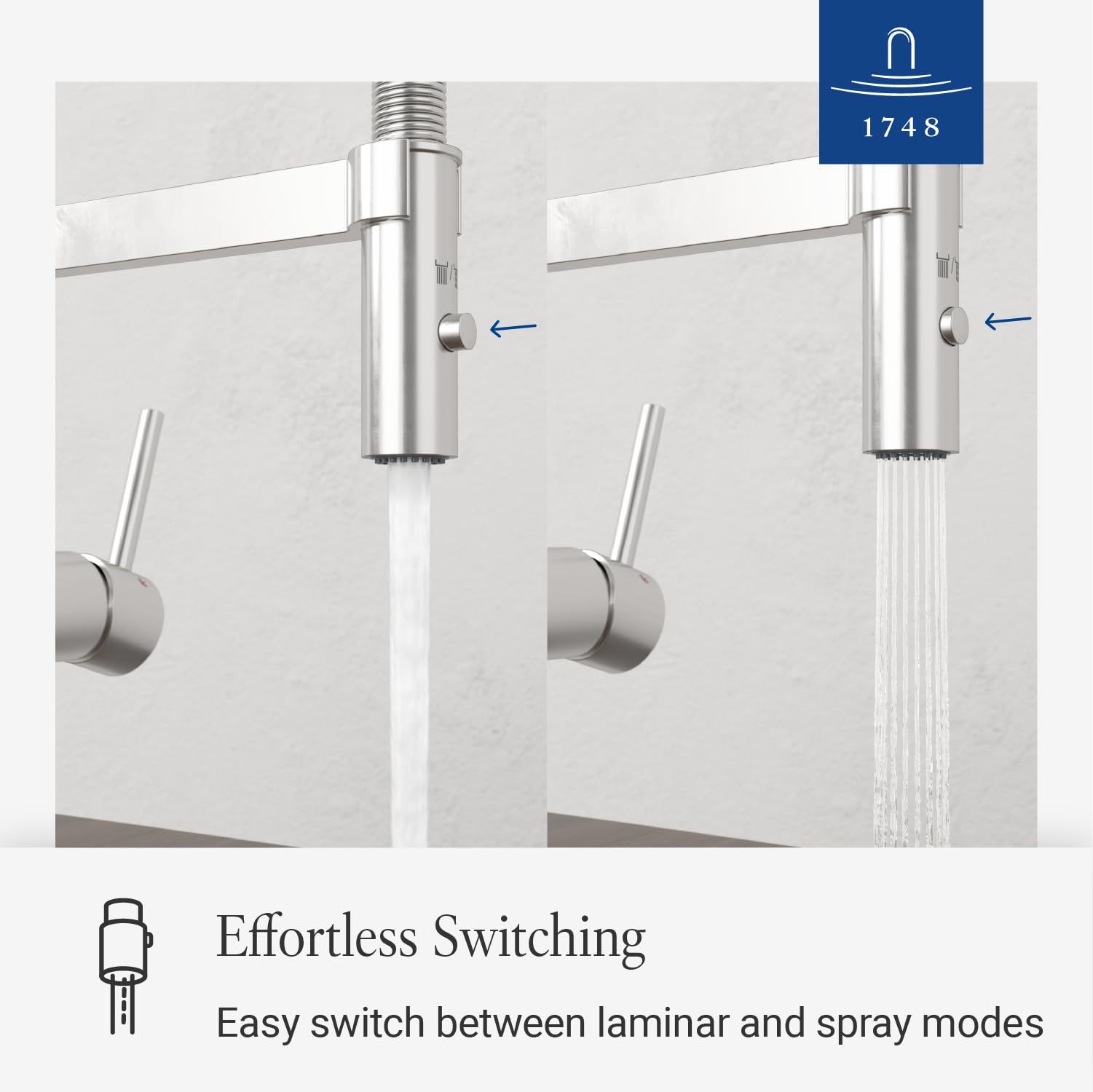 Villeroy & Boch Steel Expert Compact Window armatura kuchenna, wysokociśnieniowa, kran kuchenny z montażem przed oknem, oszczędność wody, wysokość wylewki 147 mm, masywna stal nierdzewna