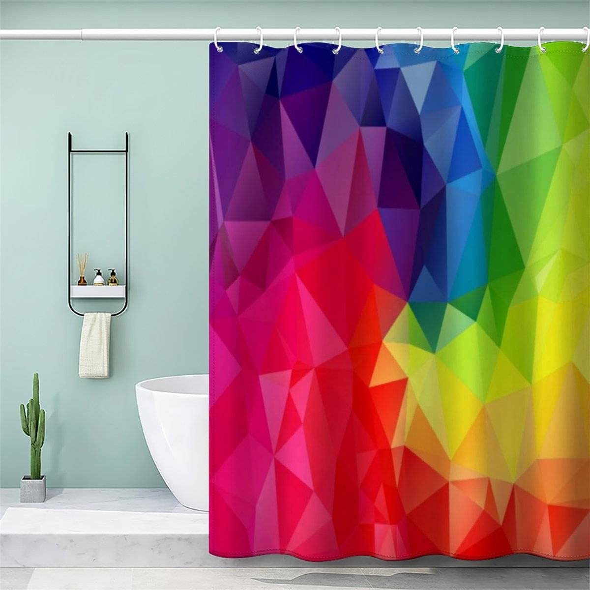 VASENA Shower Curtain Colorful Geometry Boho Bath Curtain 3D Printed Mould Proof Bath Curtains for Shower Polyester Shower Curtains 180x180 cm