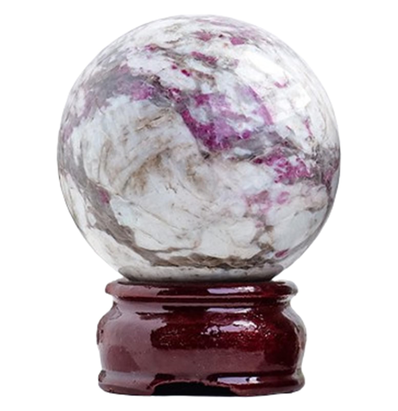 kryształowa kula, Naturalna kryształowa kula z turmalinu śliwkowego, lecznicze kamienie kwarcowe, kryształ Feng Shui, 6~6,5 cm(4.5~5cm)