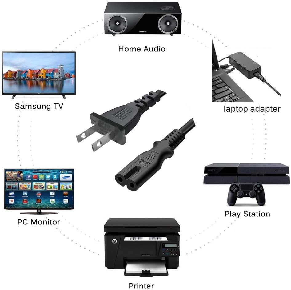 Best Deal Cheap π DTK 5 ft / 1.5M IEC 60320 IEC-320-C7 Power Cord for Toshiba JVC Vizio TCL Hisense TV, Sony PS3 PS4, Xbox One X/S,2 Solt C7 Replacement Cord Power Cord Black Color One-Day Sale: Up to 80% Off DTK 5 ft / 1.5M IEC 60320 IEC-320-C7 Power Cord for Toshiba JVC Vizio TCL Hisense TV, Sony PS3 PS4, Xbox One X/S,2 Solt C7 Replacement Cord Power Cord Black Color