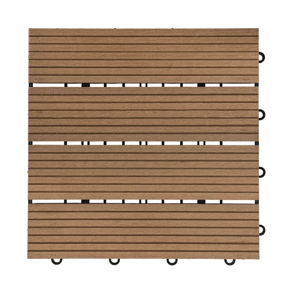 Home Deluxe Piastrelle in legno 'BAVARO' -Colore: tek - Dimensione: 6 m²- Materiale: WPC, Resistente alle intemperie, facile da pulire I Piastrelle in Legno Pavimento