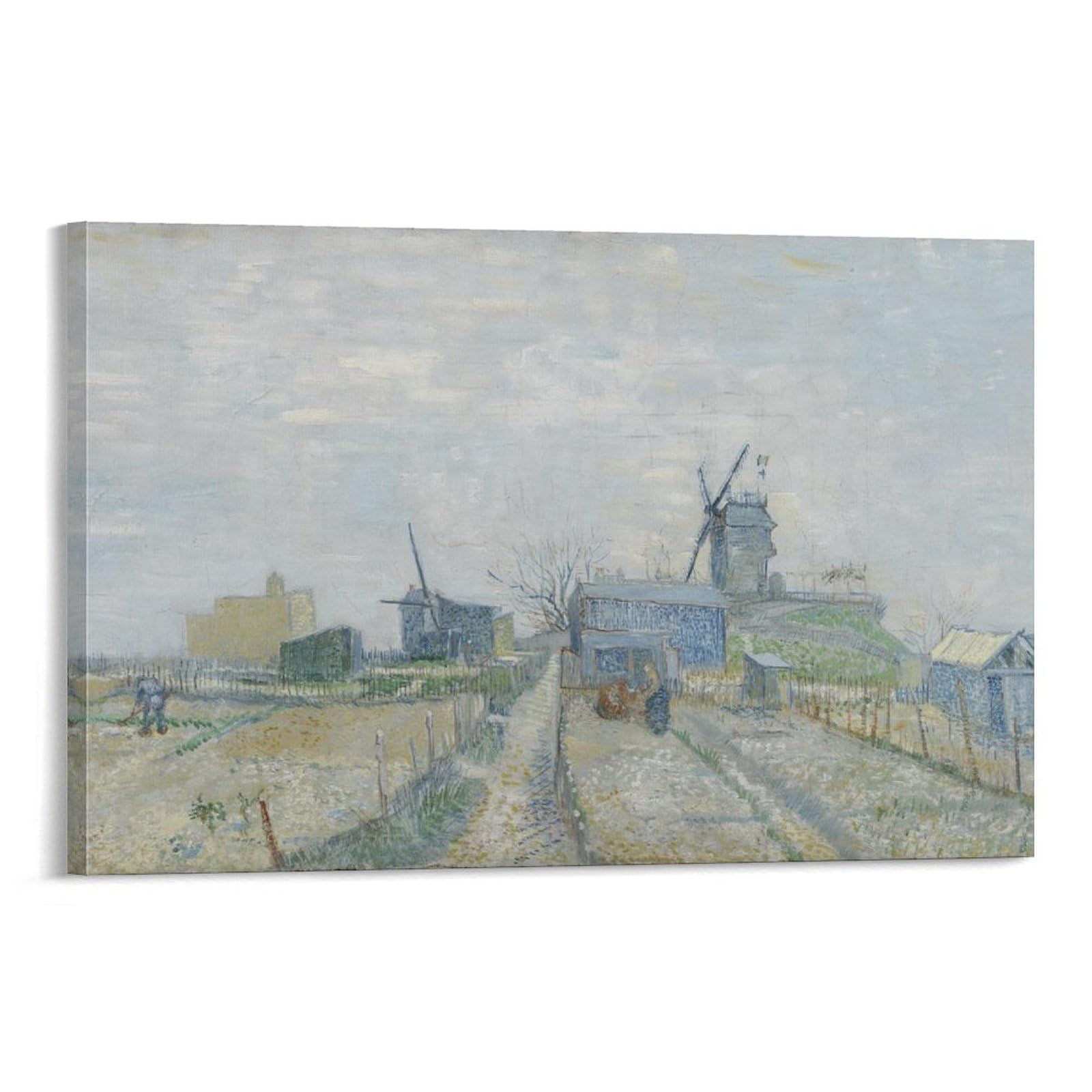Impression sur toile Montmartre Molens en Moestuinen par Vincent Van Gogh - 30 x 45 cm