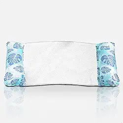 Boia Rede Flutuante Inflável para Piscina Design de Folhas Tropicais Cama Flutuador Deitar Reclinavel Encosto de Cabeça Relaxar na Agua Praia Mar Confortavel