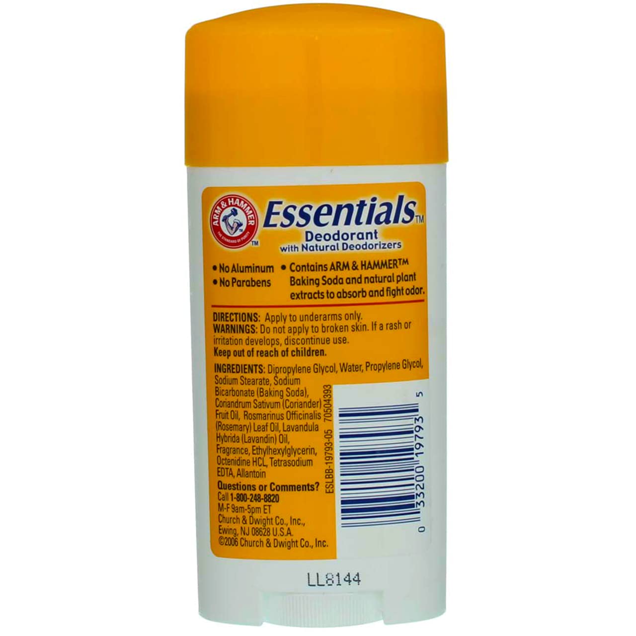 ARM & HAMMER Essentials Deodorant Fresh Rosemary Lavender 2.50 oz (Pack of 3) : Beauty & Personal Care