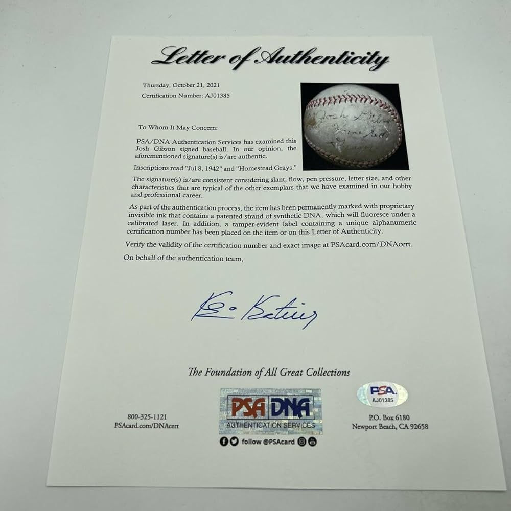 Amazon.com: The Only Josh Gibson Single Signed Baseball On