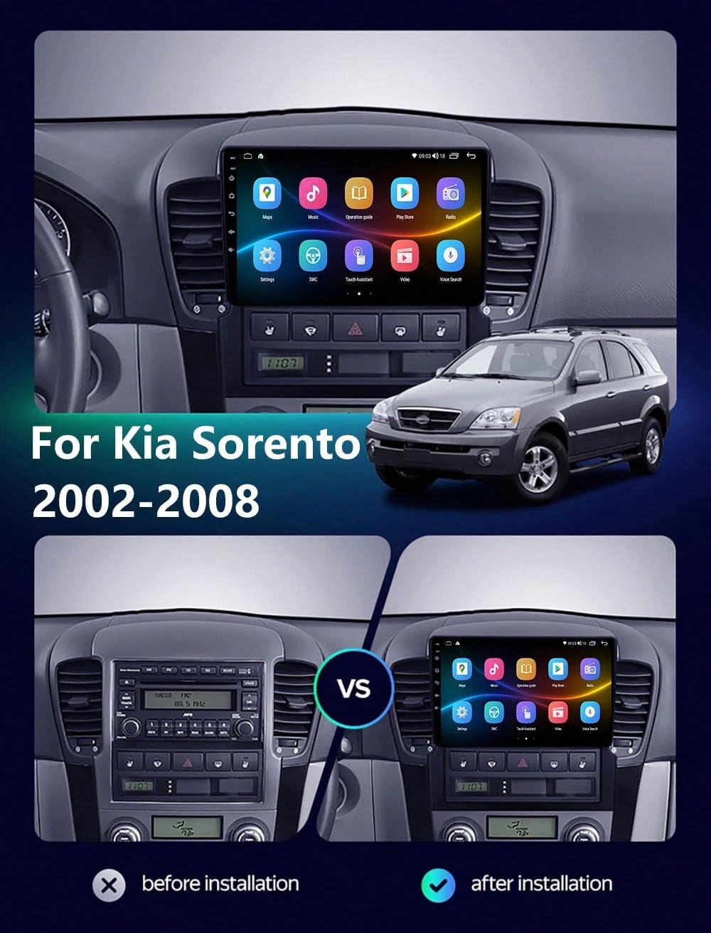 Odtwarzacz Multimedialny 2-Din dla Hyundai Verna Accent 1999-2012 Bezprzewodowe Carplay I Android Auto, Pojemnościowy Ekran Dotykowy, Nawigacja Gps Radio Fm Z, 4 Rdzeń 2G+32G