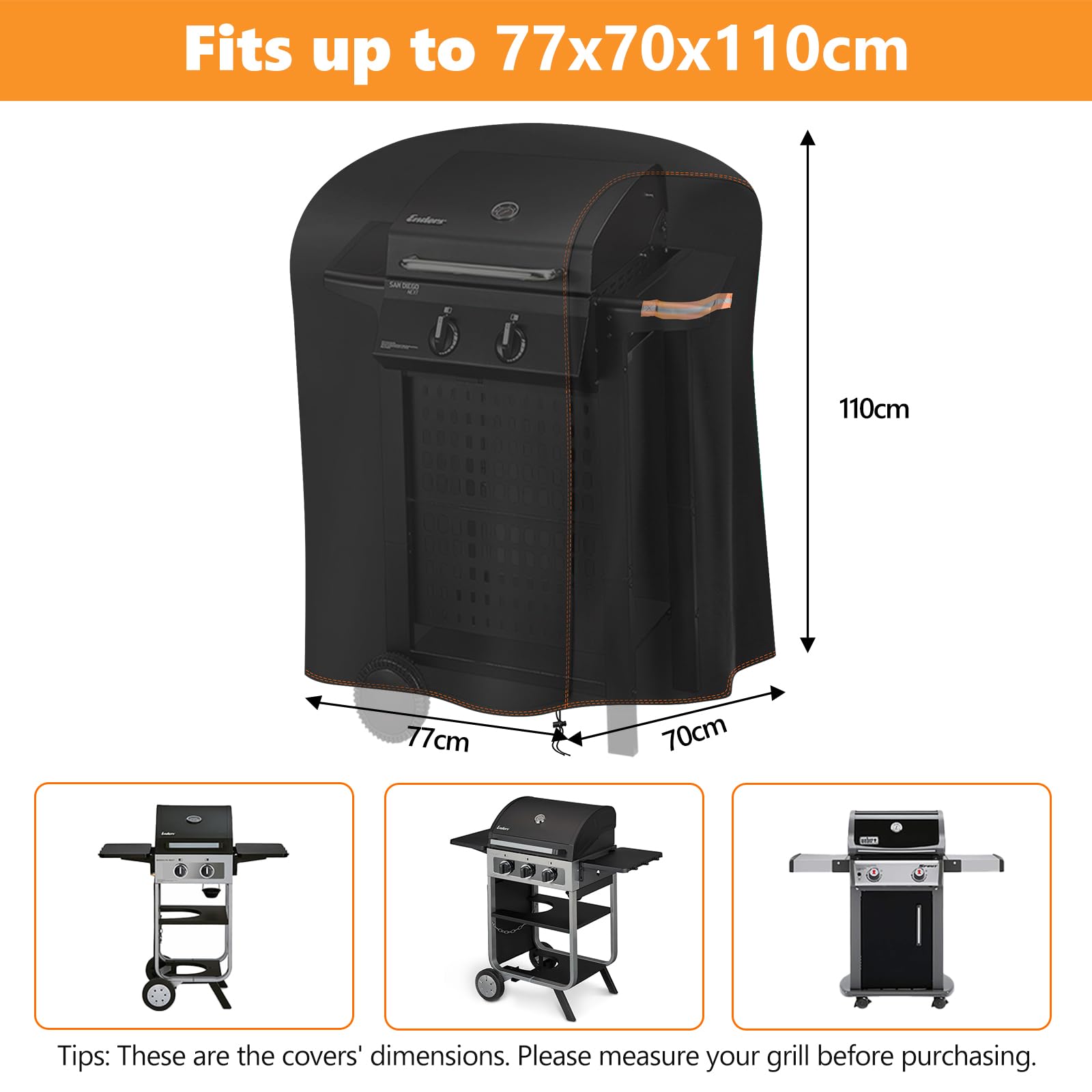 Copertura Barbecue Da Esterno, Tessuto Oxford 420D Copri Barbecue Impermeabile 77x70x110cm, Resistente Agli Strappi Telo Per Griglia Anti Polvere Neve Pioggia Sole Raggi UV Nero