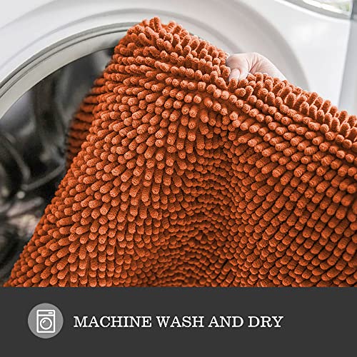 Yeaban Burnt Orange Badezimmerteppich-Set, 2-teilig, dicke Chenille-Badematten, saugfähiger und waschbarer Badteppich, rutschfest, Dusche, Waschbecken – 81.3x50.8 cm + 91.4x61 cm cm – Bild 6