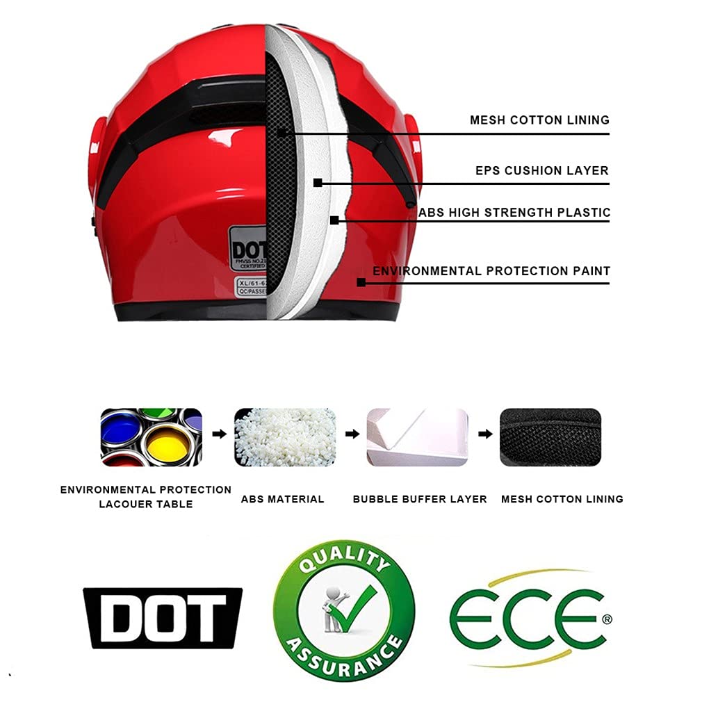 Kask motocyklowy Bluetooth Kask z klapą na całą twarz Kask motocyklowy Kask motocyklowy Zintegrowany Bluetooth Certyfikat DOT/ECE Kask przeciwmgielny Hulajnoga Podwójne lustro Unisex