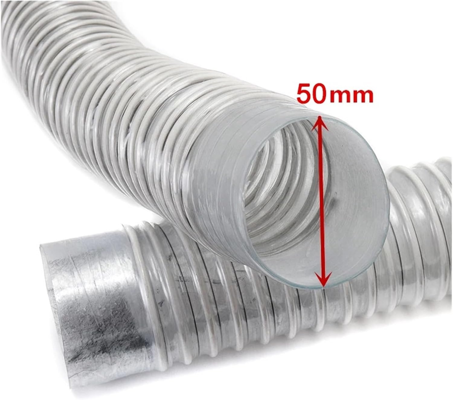 1Pcs 50mm Inner Diameter Vacuum Cleaner Hose Bellows PVC Industrial Dust Collect Pipe(2 m)