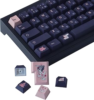 JOMKIZ PBT Keycaps, 148 Keys Dye Sublimation Cherry Profile Keycaps Japanese Keycap Set for Cherry MX Switches ISO/ANSI Layout Mechanical Keyboards