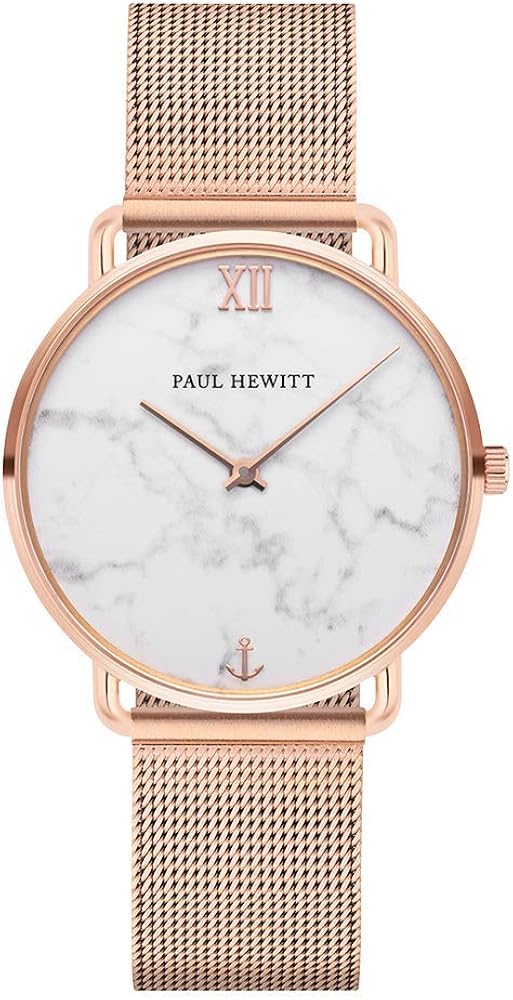 Paul Hewitt Orologio donna acciaio Miss Ocean Line Marble - Orologio da polso donna (oro rosato), Orologio elegante donna con quadrante color marmo e cinturino in maglia a rete dacciaio oro rosato
