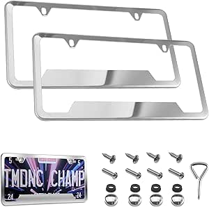 Paw Print License Plate Frame - Stainless Steel Pet Lover Car Accessory