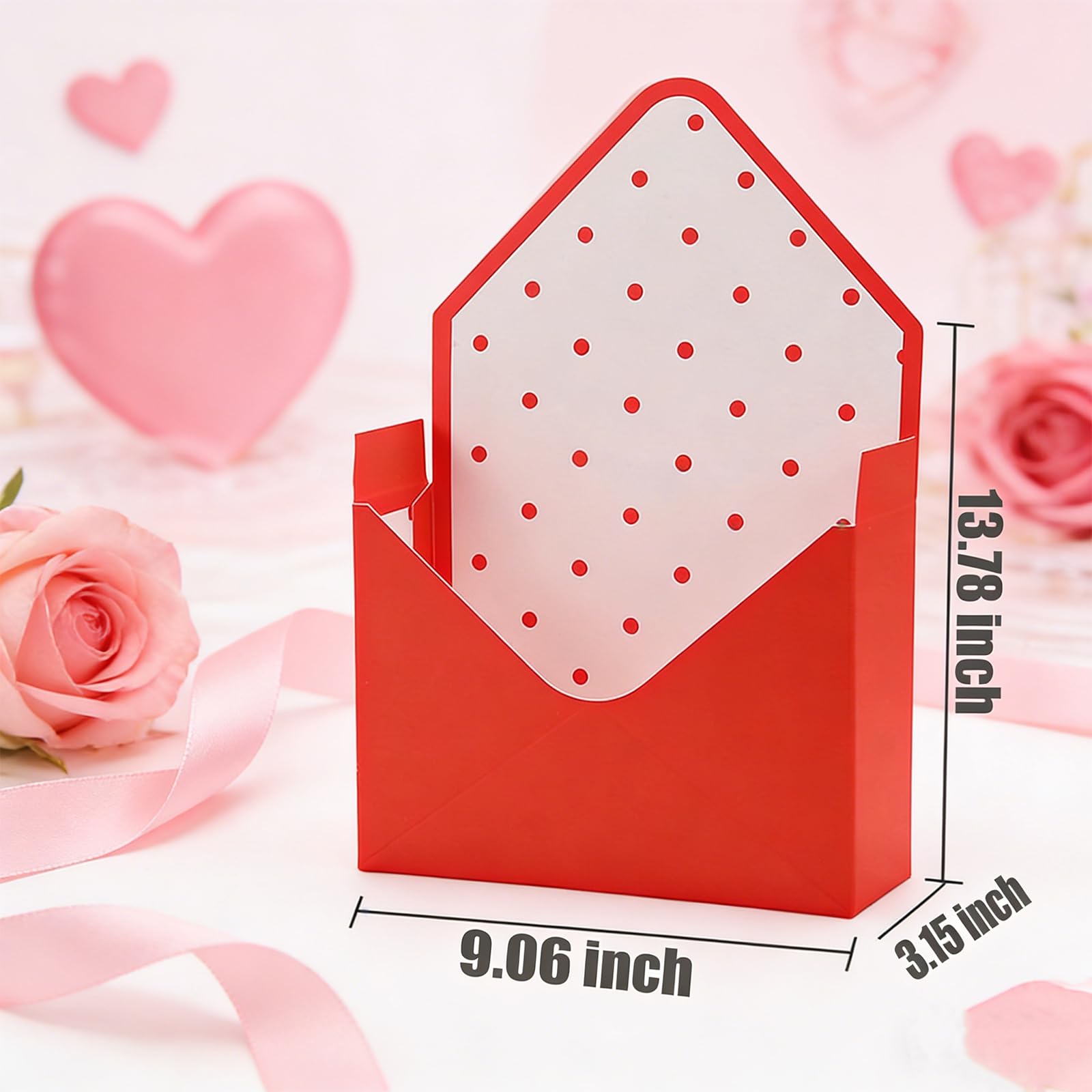 ZHUIGUANGZE Valentine's Day Foldable Flower Bouquet Envelope Boxes Florist Bouquet Wrapping Floral Present Envelopes Corsage Packaging Box for Wedding Mother's Day Birthday Party (4 Pcs)