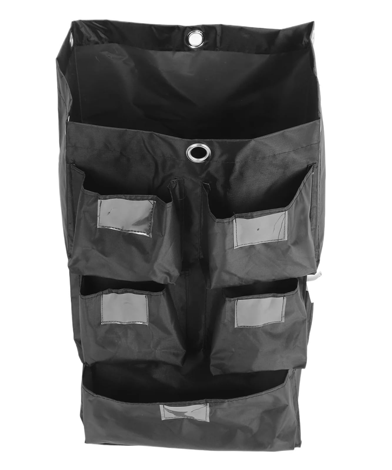 Large Capacity Waterproof Housekeeping Cart Organizer - Oxford Cloth Cleaning Bag with 5 Pocket Design for Janitorial Supplies(Black)