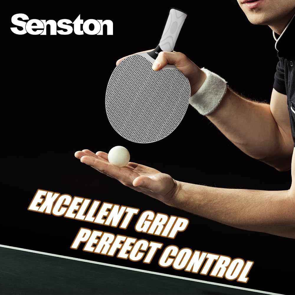 Senston Set di racchette da ping pong, mazze da ping pong professionali con 3 palline, set di paddle da ping pong in gomma composita