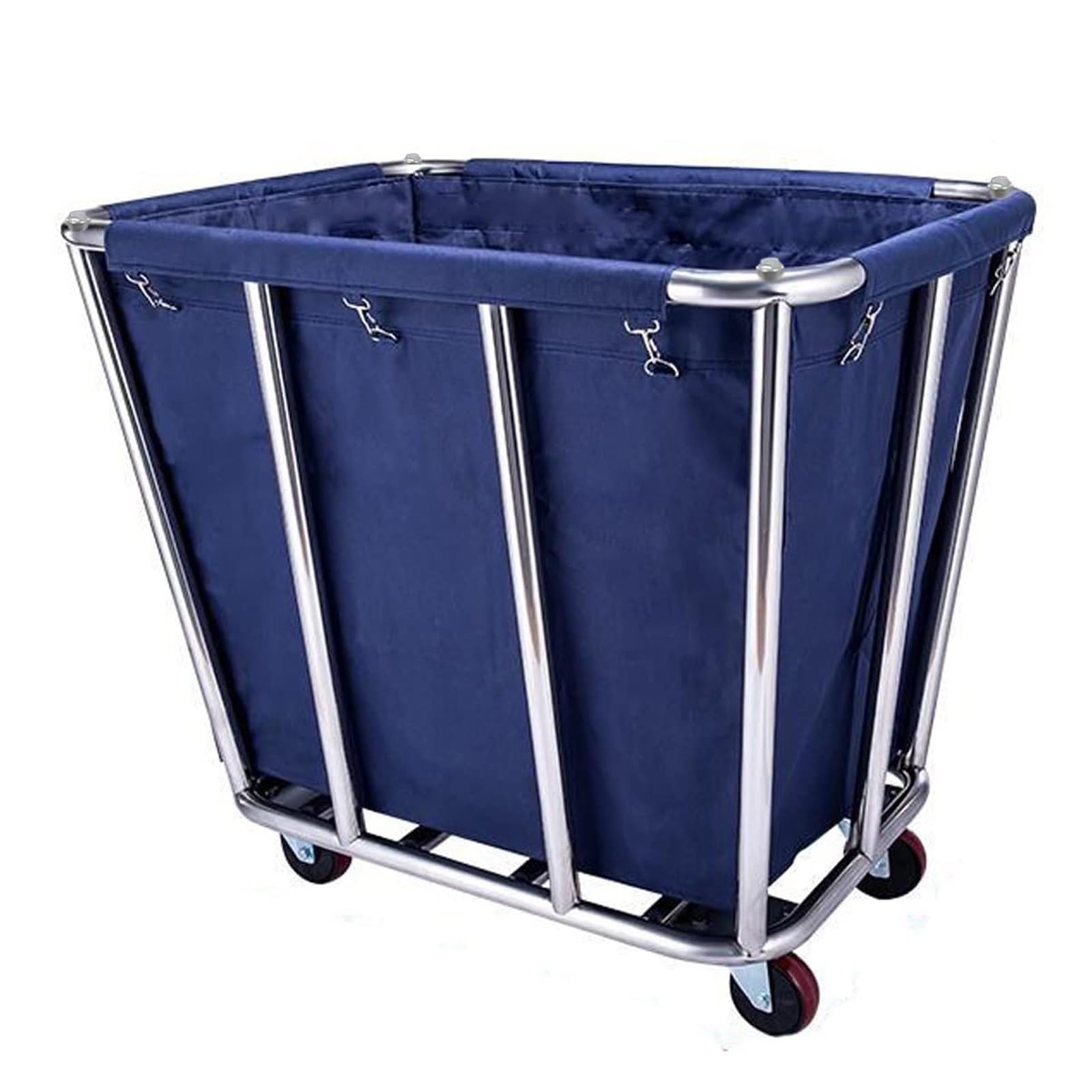 JYBNBBE Rolling Laundry Cart with Wheels 400L Commercial Laundry Basket Durable Stainless Steel Frame 10Tube Design for Hotel Laundry Room