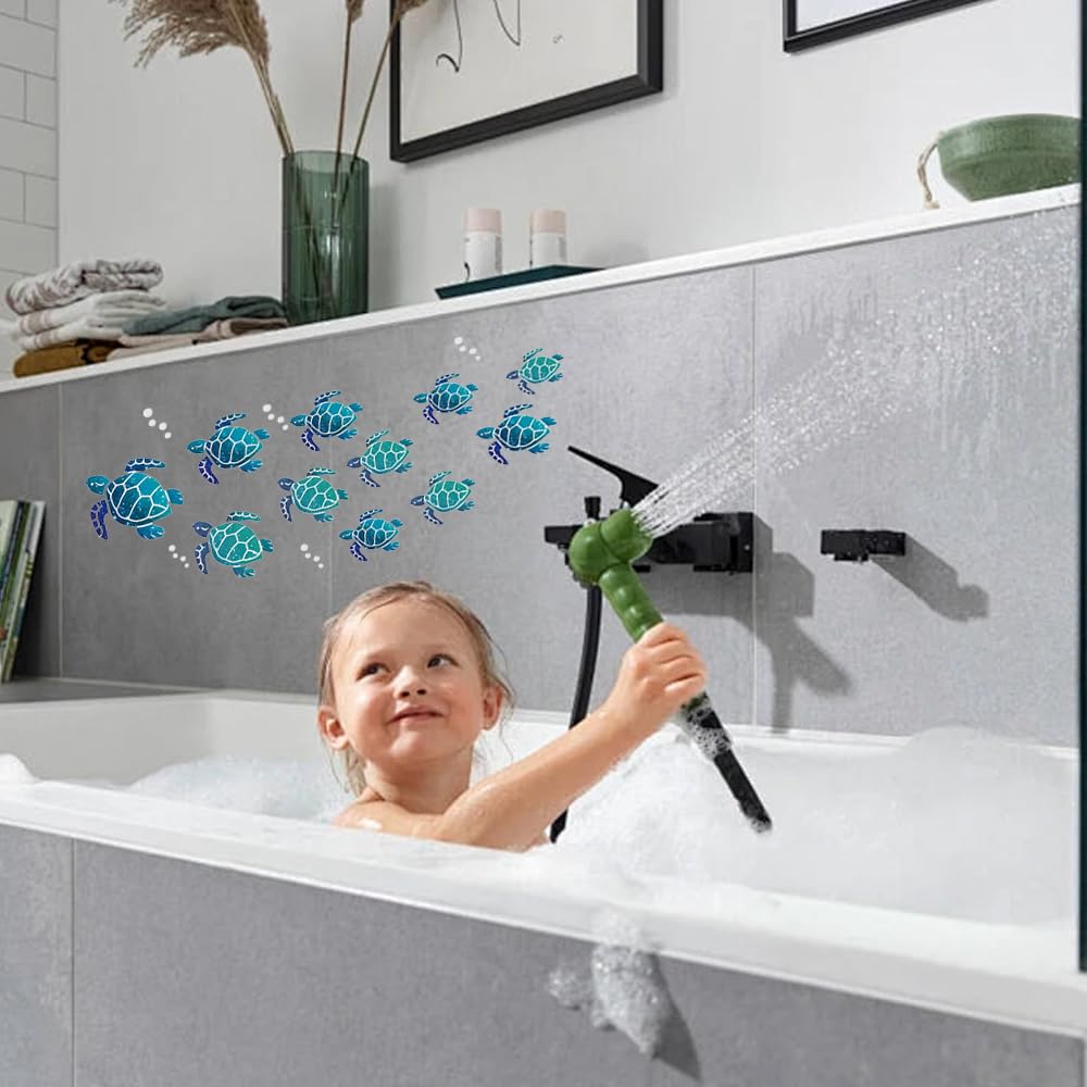 PERSENTU 25pcs Turtle Wall Stickers Bathroom Wall Stickeres Turtles Vinyl Wall Stickeres Waterproof Turtles Bubble Decals Turtle Tile Stickers for Kids Room Decoration Kindergarten Aquarium - Image 2