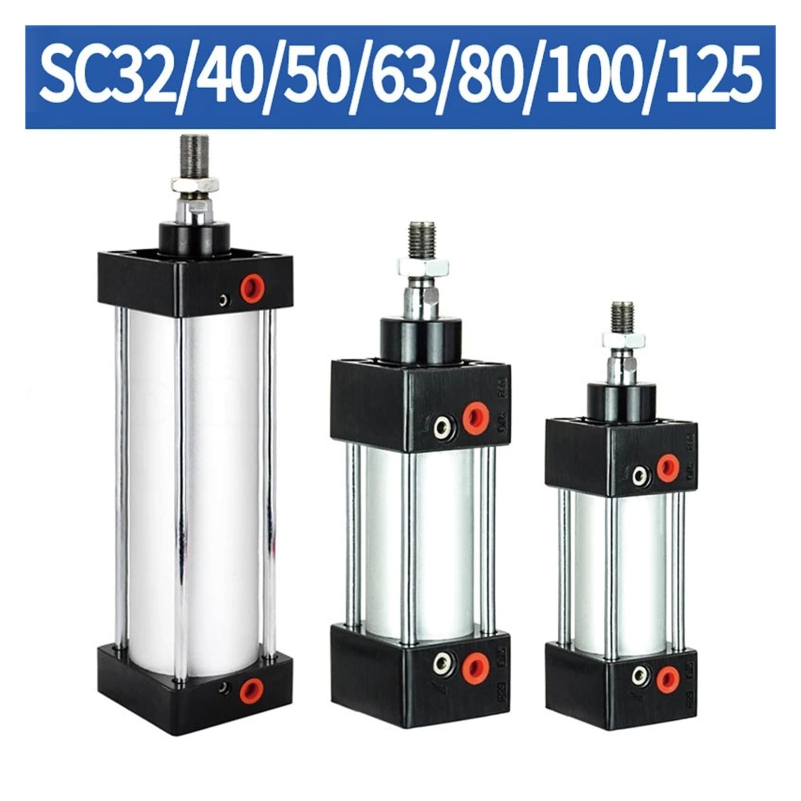 SC Standard Zylinder SC32/40/50/63/80/125mm Bohrung Luft Pneumatische Werkzeuge Große schub Kolben 25-500mm Hub Mit schneller Reaktion und flexibler Steuerung(Stroke 50mm,Bore 32mm)