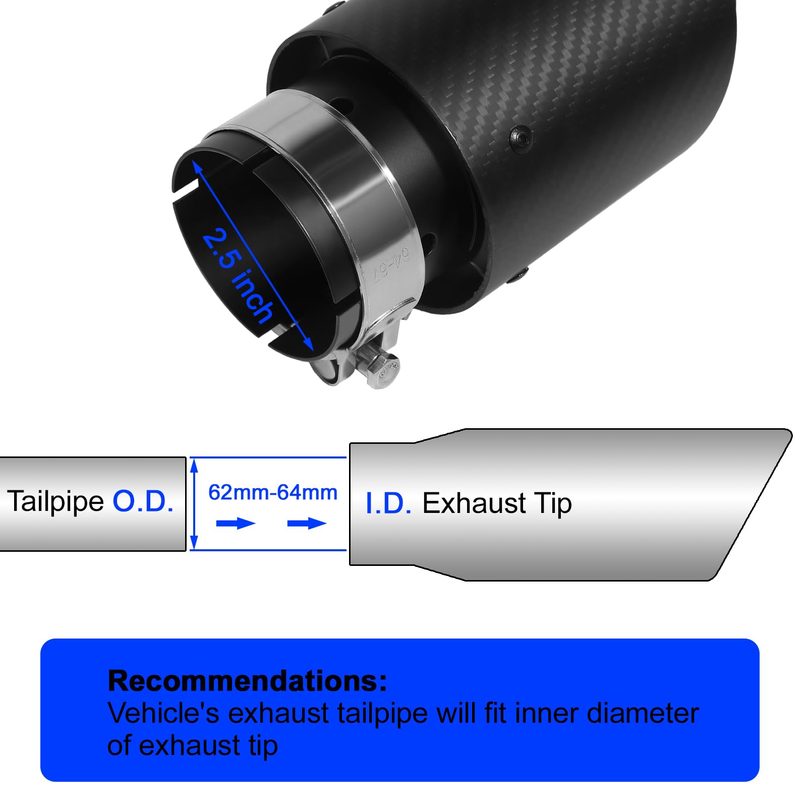 Końcówki wydechowe ze stali nierdzewnej i włókna węglowego 63 mm 89 mm
