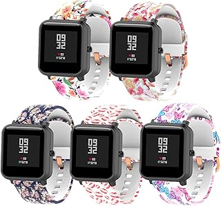 E ECSEM Straps Compatible for Popglory P22 P32 P36 Bands for Women Men Silicone Pattern Water Resistant Wristband Replacement for P22 Smartwatch Accessories
