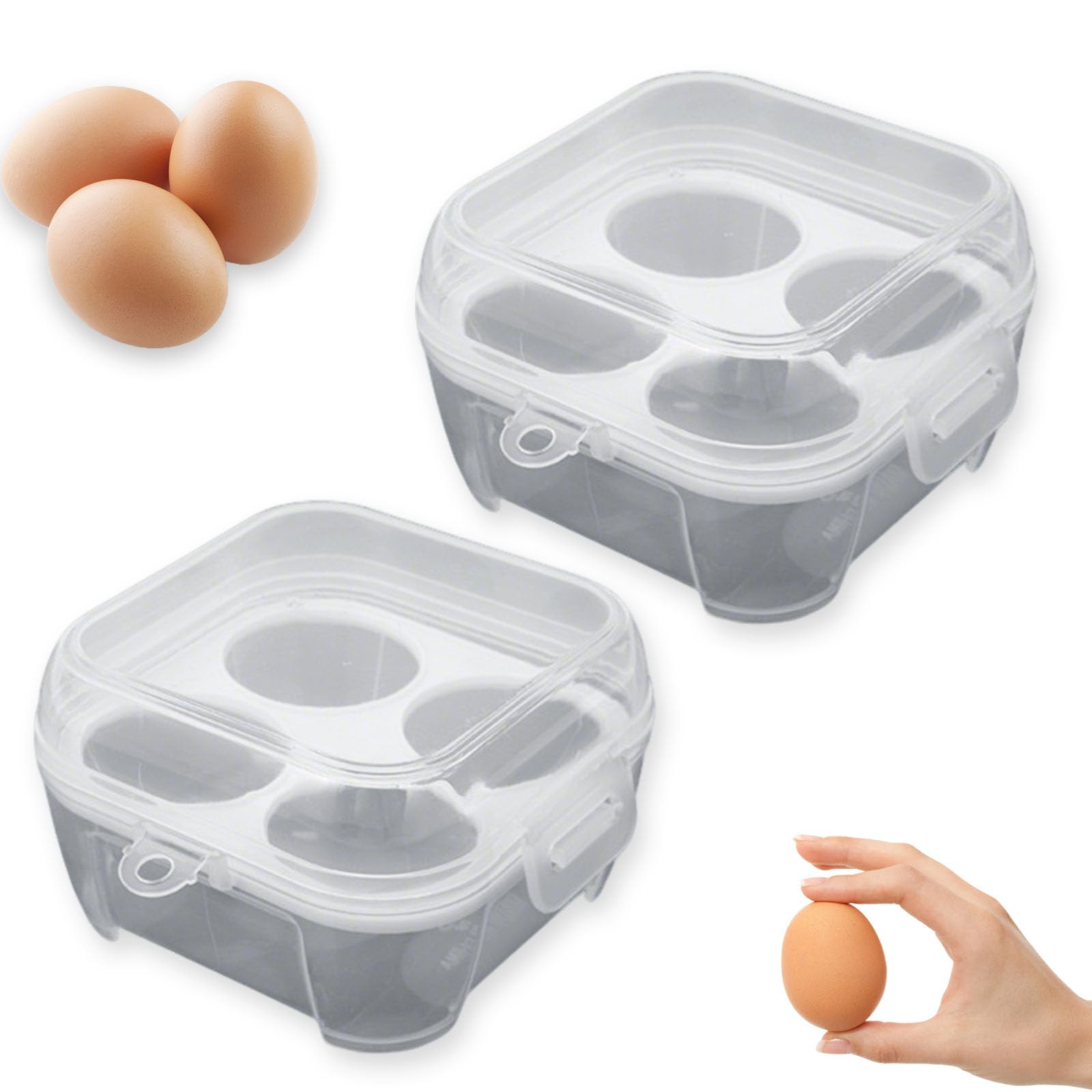 Camping Egg Container, 2025 New Portable Egg Holder with Buckle, Plastic Shockproof Egg Storage Case, Reusable Eggs Containers for Kitchen