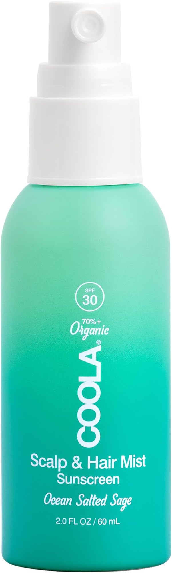 COOLA Organic Scalp Spray & Hair Sunscreen Mist with SPF 30, Dermatologist Tested Hair Care for Daily Protection, Vegan and Gluten Free, Ocean Salted Sage, 2 Fl Oz