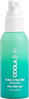 COOLA Organic Scalp Spray & Hair Sunscreen Mist with SPF 30, Dermatologist Tested Hair Care for Daily Protection, Vegan and Gluten Free, Ocean Salted Sage, 2 Fl Oz