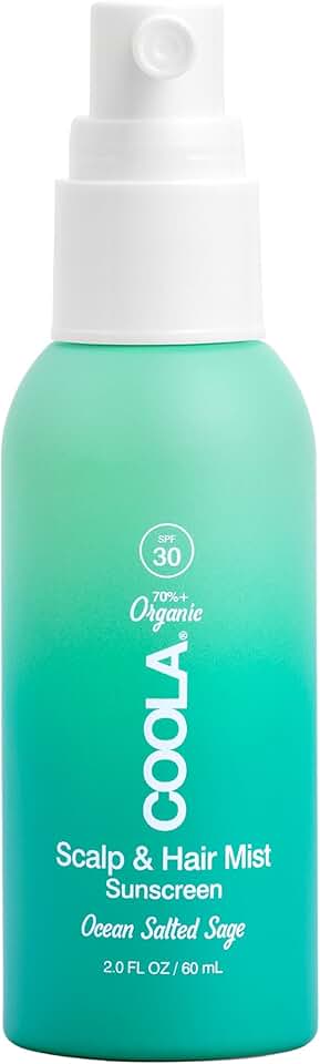 Coola Organic Scalp Spray &amp; Hair Sunscreen Mist with SPF 30, Dermatologist Tested Hair Care for Daily Protection, Vegan and Gluten Free, Ocean Salted Sage, 2 Fl Oz
