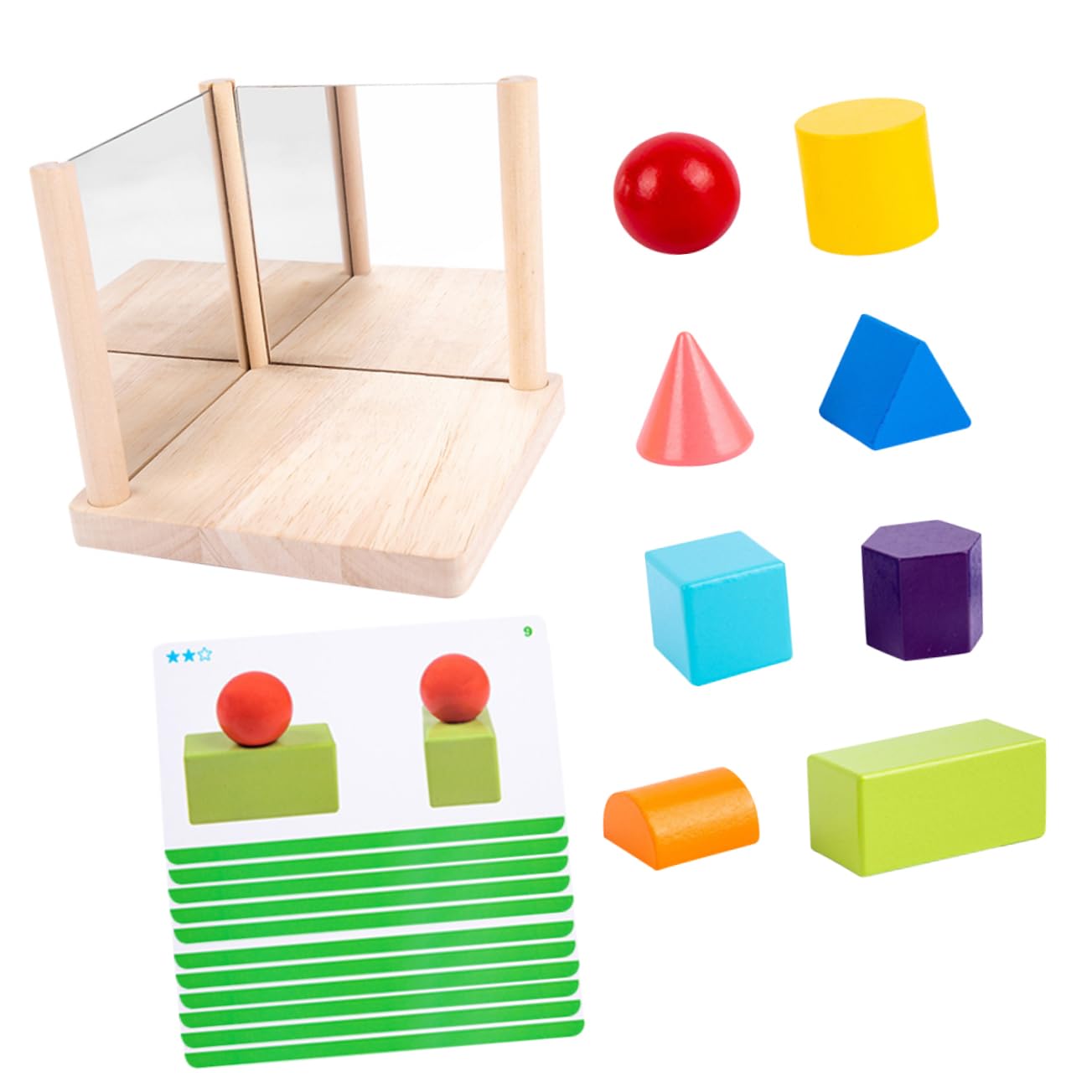 Sosoport 1 Set Geometric Shape Cognitive for Educational Mirror Plaything Shape Blocks for Early Learning Logical Thinking for Young