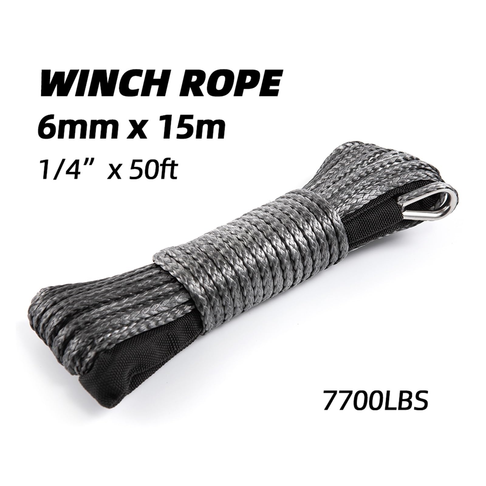 6mm X 15m 1/4 ''X 50ft 7700LBs Kabel Plazmowy Syntetyczna Wciągarka Linowa Z Osłoną Akcesoria Samochodowe Do ATV UTV Off-Road Solidna I Niezawodna