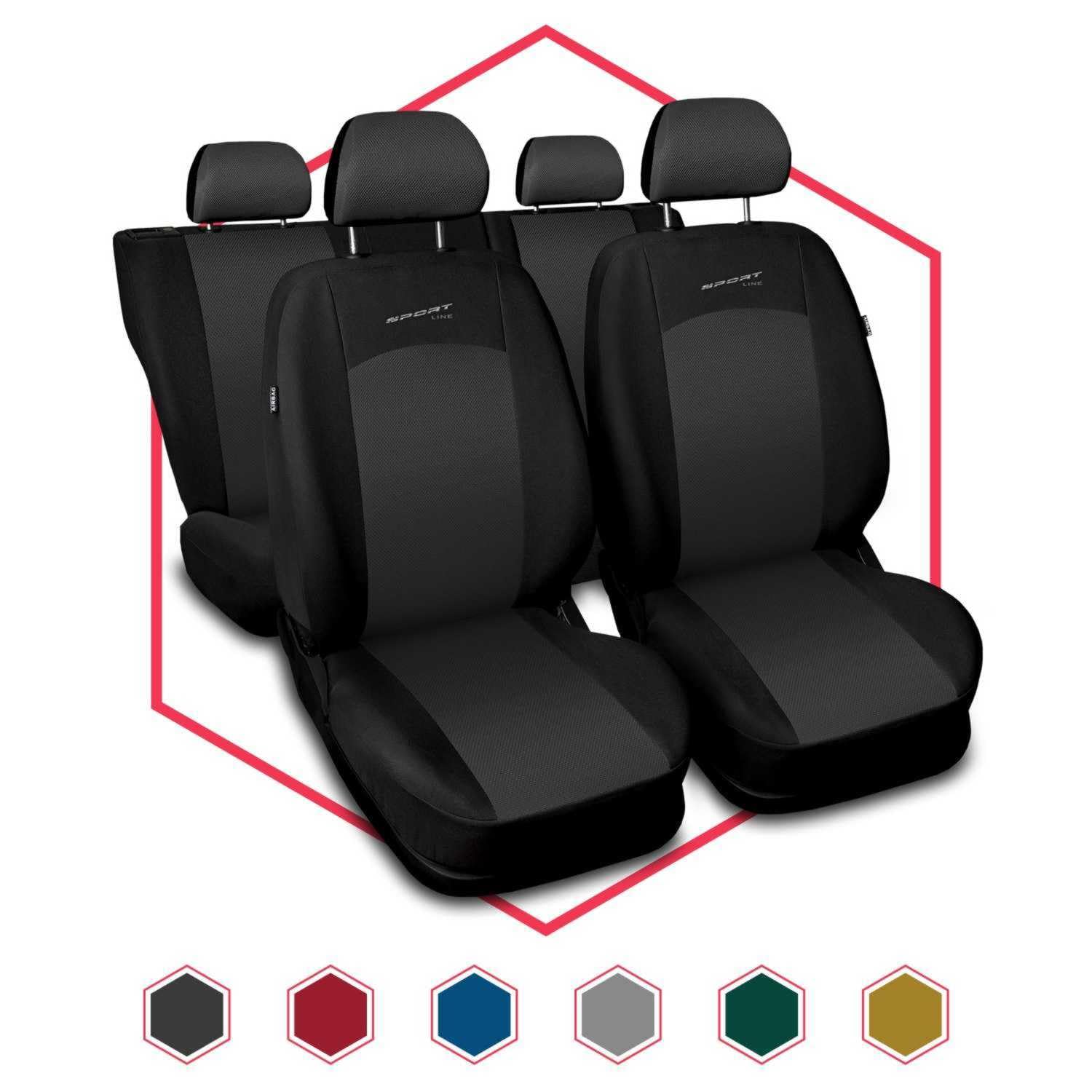 3er Set Autositzbezüge PKW universal | Auto Sitzbezüge Polyester Grau für Airbag geeignet | für Vordersitze und Rückbank | 1+1 Autositze vorne und 1 Sitzbank hinten teilbar 2 Reißverschlüsse