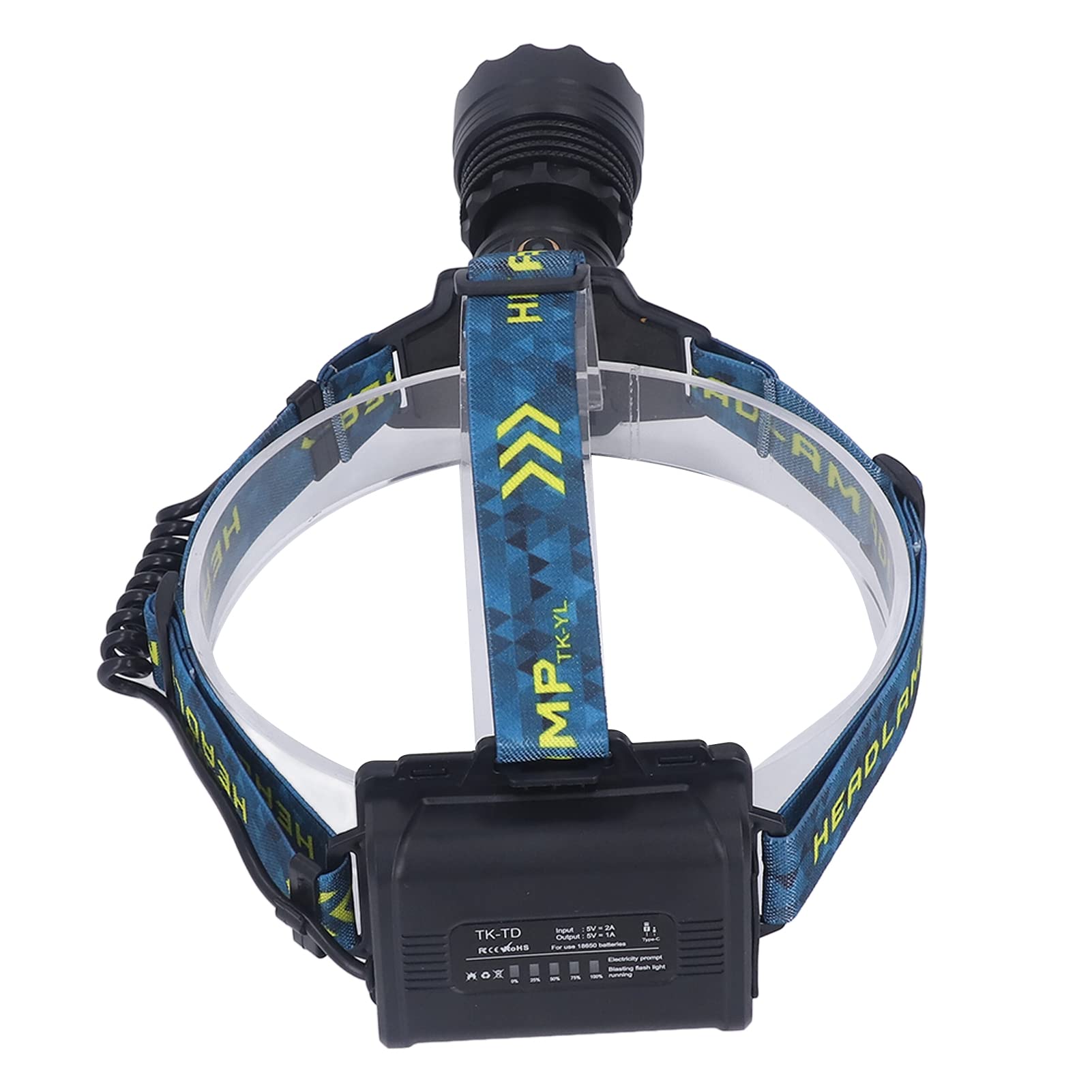 Ejoyous Phare LED Rechargeable 3000 Lm 25 W avec Zoom Haute Puissance, Alliage d'aluminium ABS, Charge Rapide de Type C, IPX67, pour le Cyclisme, la Pêche, le Camping, la Recherche