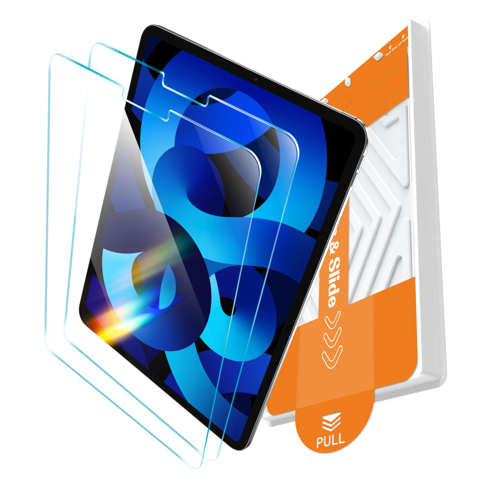 EZ-GLAZ-2 Pack for iPad Air 5th 4th Generation 10.9'' & iPad Pro 11''(4th 3rd 2nd 1st Gen) Screen Protector, 9H+ Hardness 12FT Military Grade