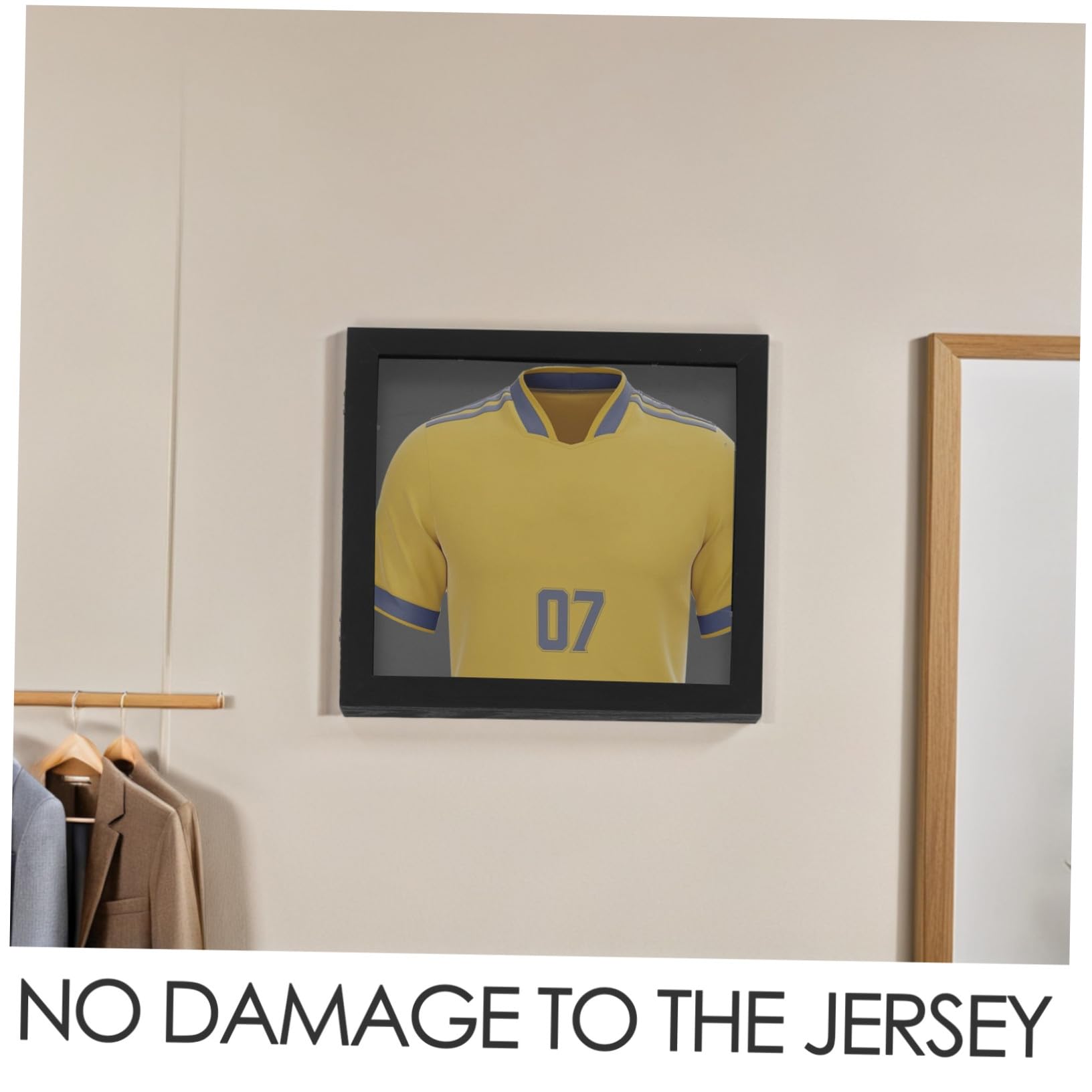 Gatuida Marco para Exhibición de Camisetas de Fútbol Negro 13x13 de Madera | Colección Deportiva, Sala u Oficina, Instalación Sencilla, Diseño Cuadrado y Acabado Artesanal