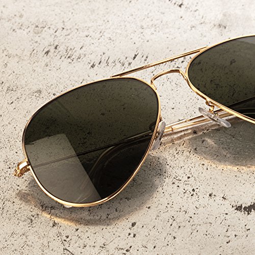 Big Mo's Toys Gold Dark Aviator Sunglasses Shades – 70’s Style Adult Aviators Costume Glasses - 1 Pair4