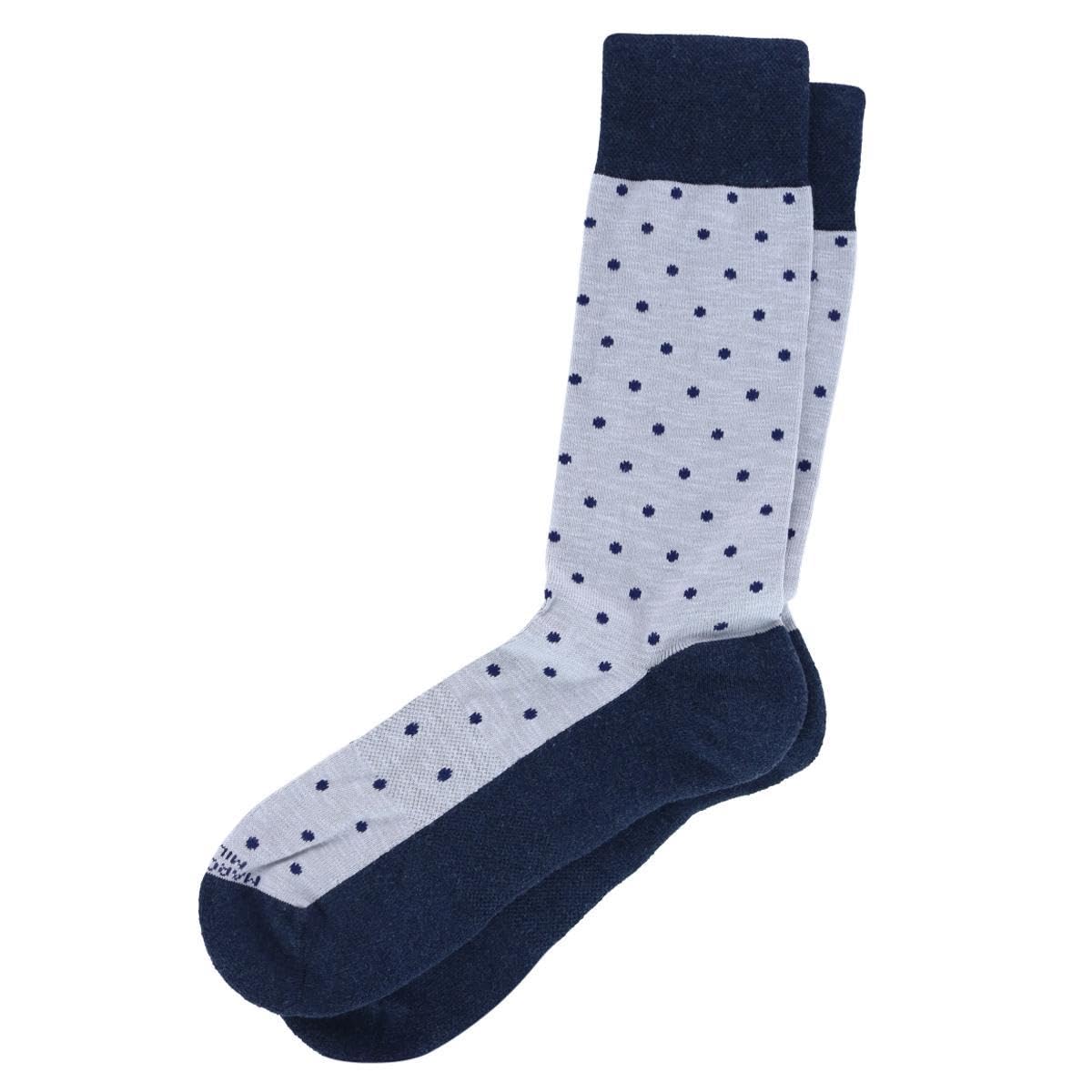 Marcoliani Men's Pima Cotton Polka Dot Full Cushioned Sneaker Sock (1 Pair), Ice Grey