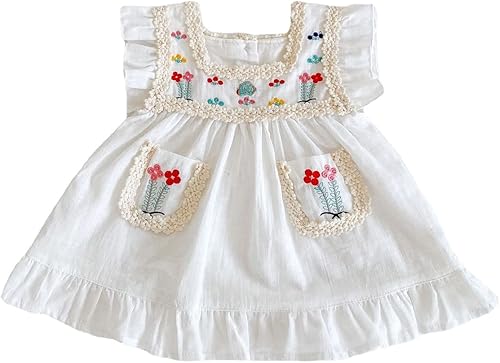 IMEKIS Mameluco de vestido mexicano para niña pequeña con bordado para hermanas trajes a juego ropa étnica vestido de verano