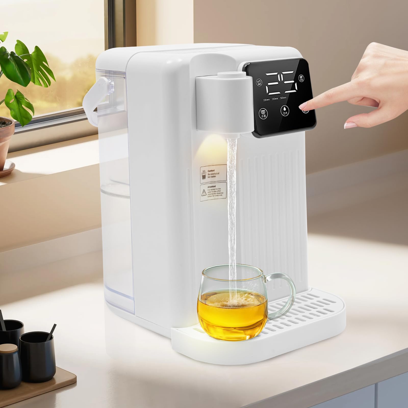 Dispenser di acqua calda, 3 l, distributore di acqua calda istantaneo, temperatura regolabile, per casa, ufficio (bianco)