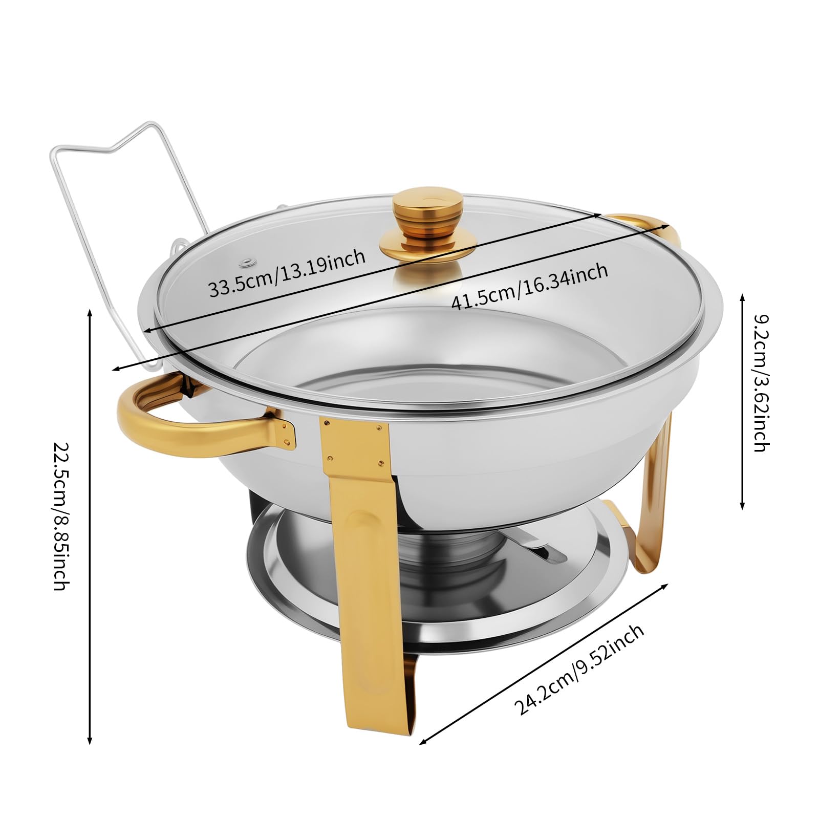 Chafing Dish zestaw bufetowy ze stali nierdzewnej, 5 l, okrągły pojemnik