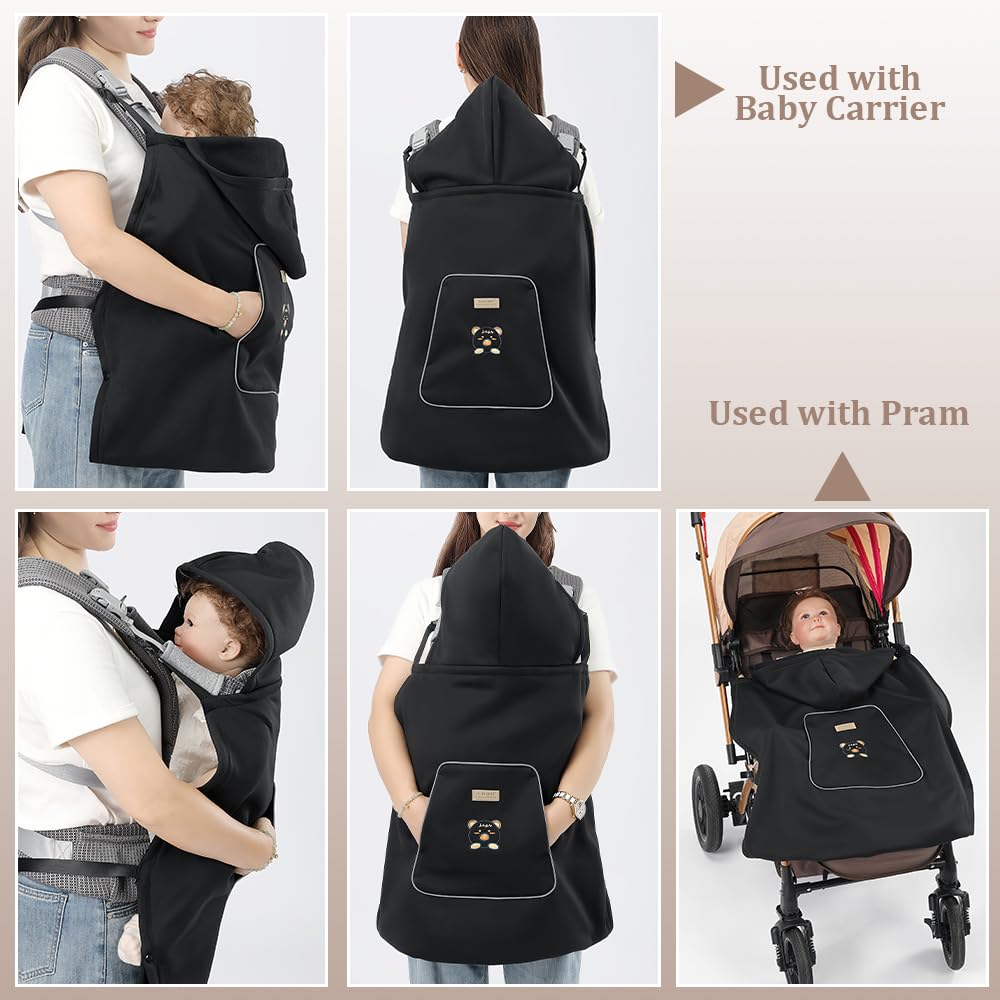 Tragecover Babytrage Winter, Warm Universal Babytragebezug, Regenschutz Babytrage mit Aufbewahrungstasche, Für Spaziergänge Im Freien Und Reisen