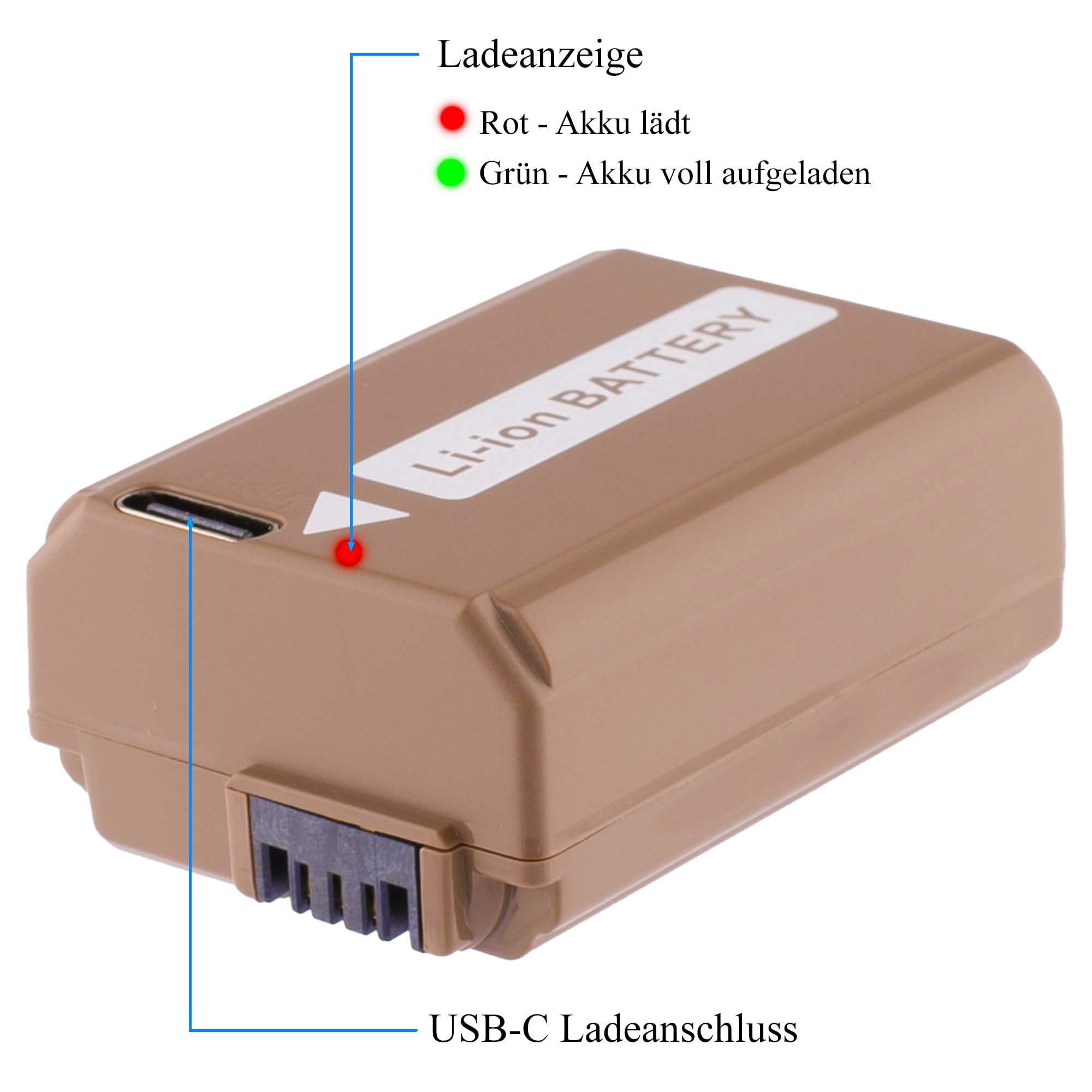 Blumax Lot de 2 batteries compatibles avec Sony NP-FW50, 1080 mAh, avec port de charge USB de type C, pour Sony, Alpha, 7II, 7S, II, 6500, CyberShot DSC RX10 IV/ZV-E10