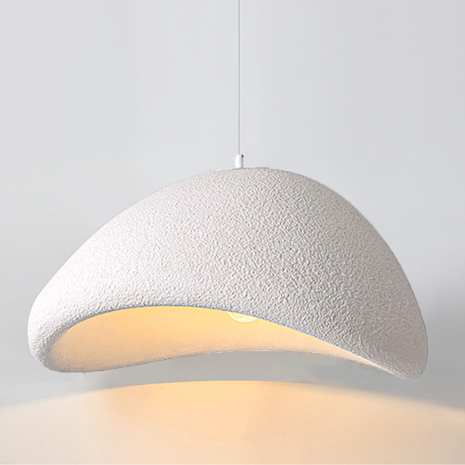 Lampada a Sospensione Creativo Ø60CM Paralume Lampadario in Pietra Simulata E27 Nordico Lampada da Soffitto Regolabile Lampadari per Camera da letto Sala da pranzo Soggiorno, Bianco