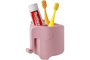 RyanLemon Elephant Toothbrush Holder for Kids - Suction Toothbrush Stand with 3...