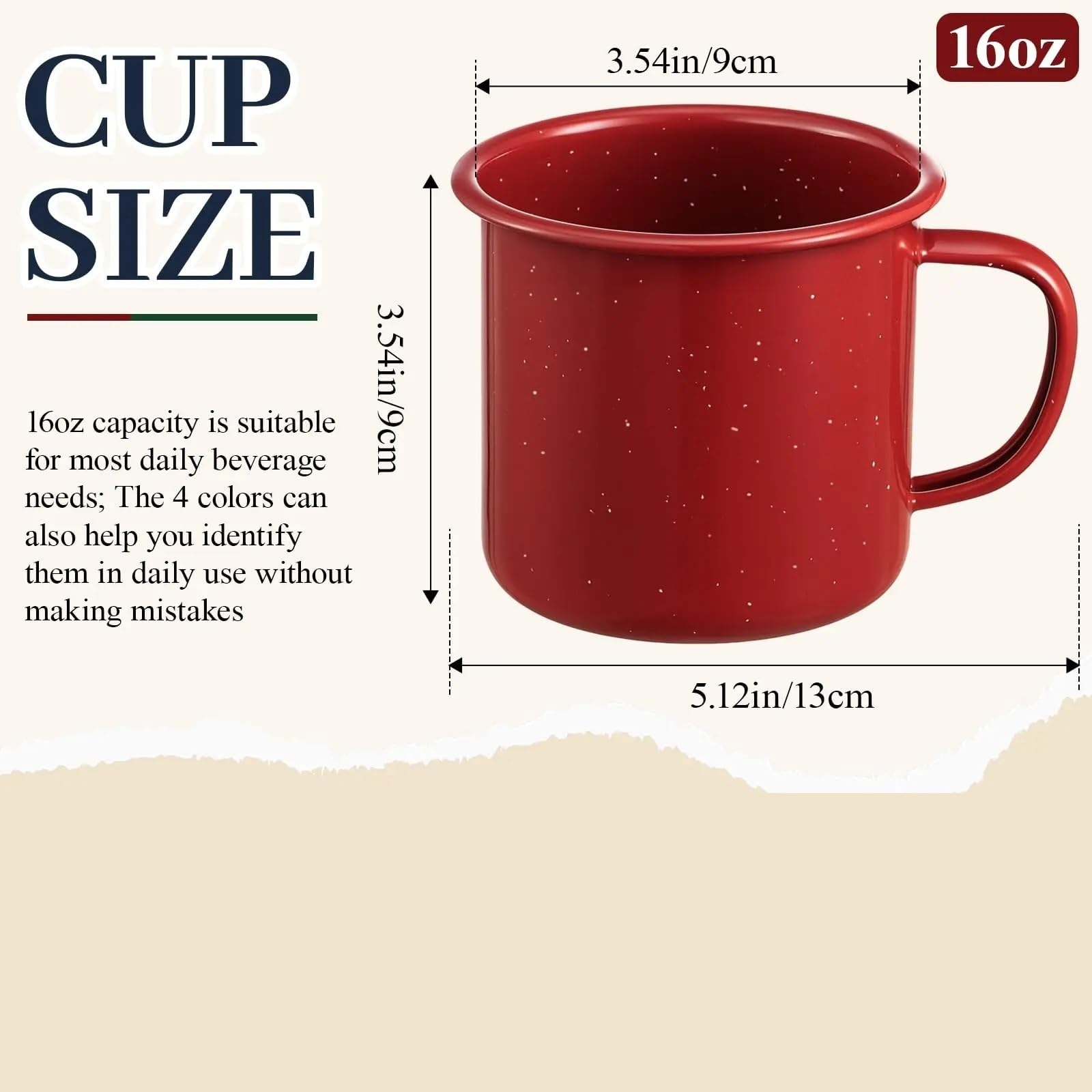 16oz Emaille-Tasse, Kreative Retro-Kaffeetasse Mit Dicker Wand | Mit Griff for heiße und kalte Getränke, Teetasse, Trinkgeschirr