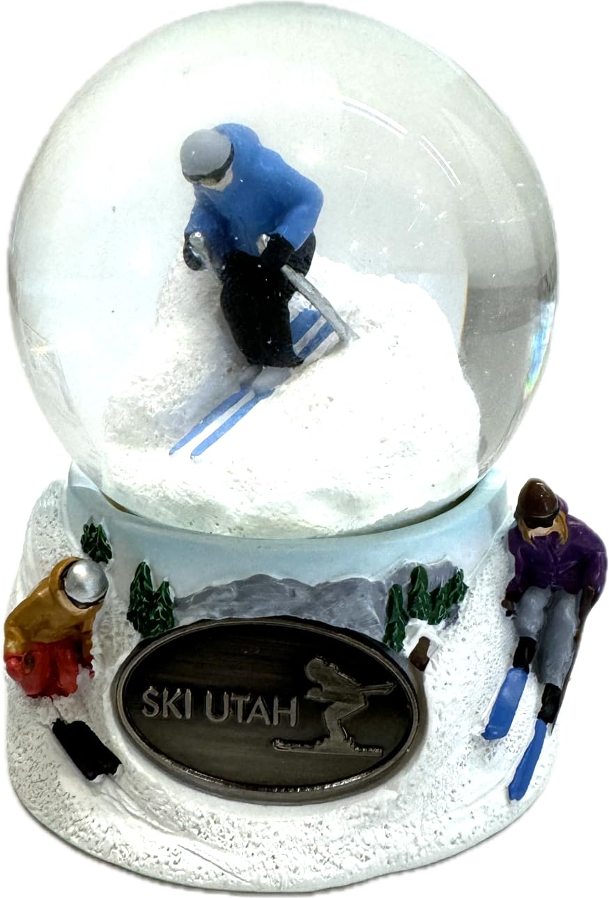 Ski Utah Snow Globe 65m mm - Skier on The Slope Snow Globe