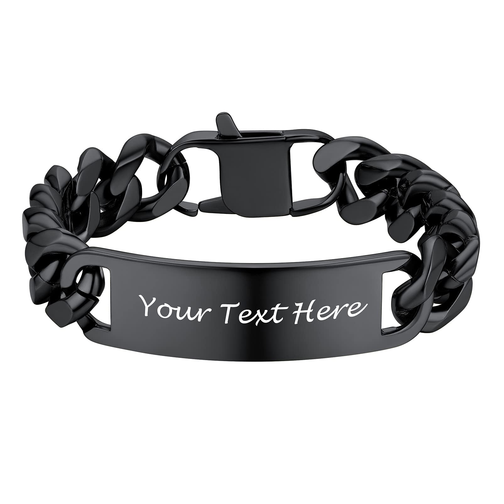 PROSTEEL Stainless Steel Bracelet for Men Women, Stylish Cuban Link Bracelets, Black/18K Gold Plated, W:4.8mm/6mm/10mm/14mm, L:19cm/21cm, Come Box