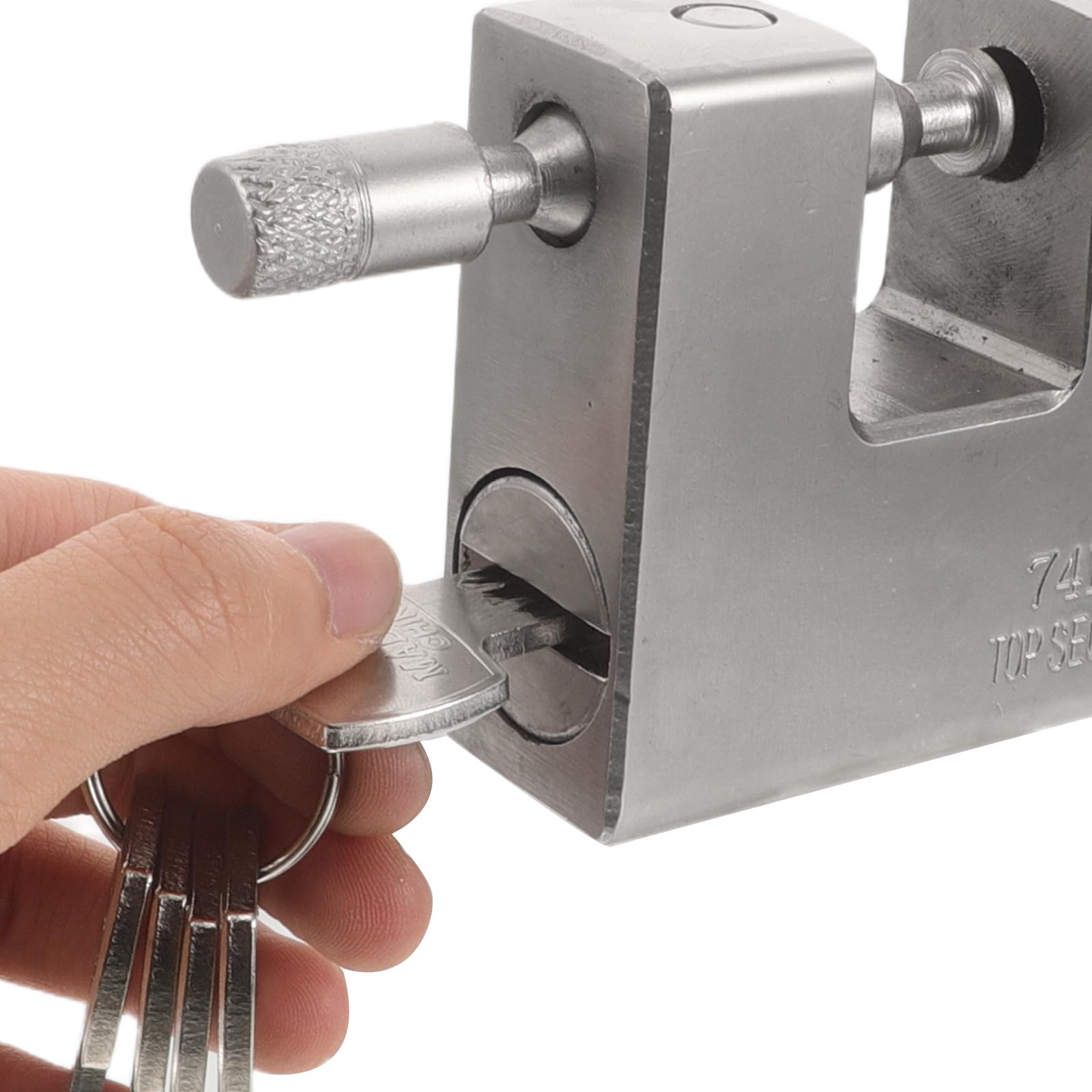 Lucchetto a forma di D, lucchetto in ferro ad alta sicurezza con chiavi, serratura pesante con chiave diversa per container, magazzino, garage, porte, capannoni, serrande, cancelli, argento