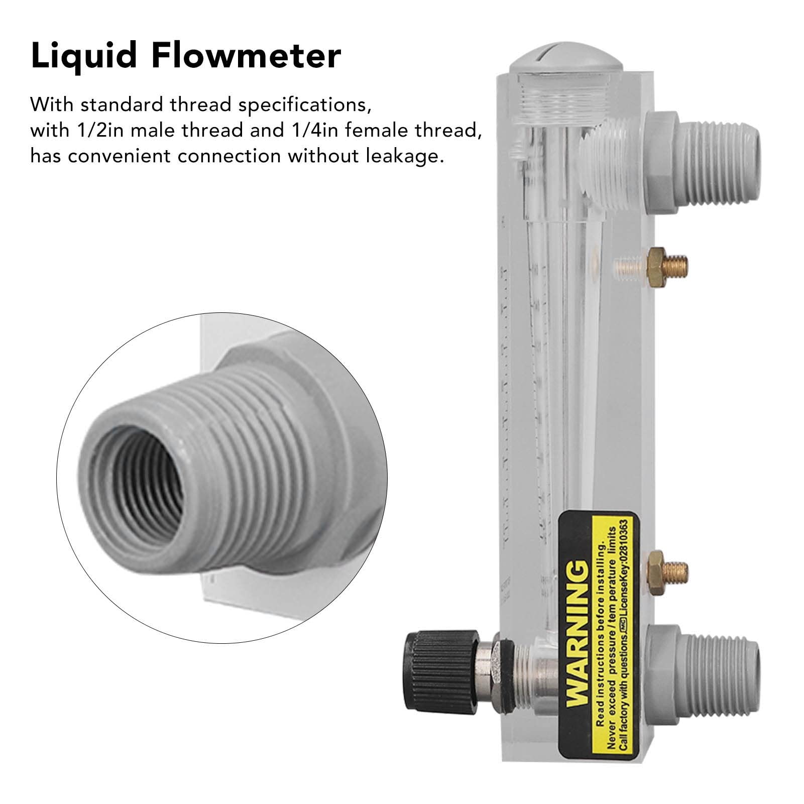 Rotamètre d'eau, Débitmètre de Liquide Réglable 16‑160 LPH, Débitmètre d'eau Haute Précision Transparent, Type panneau